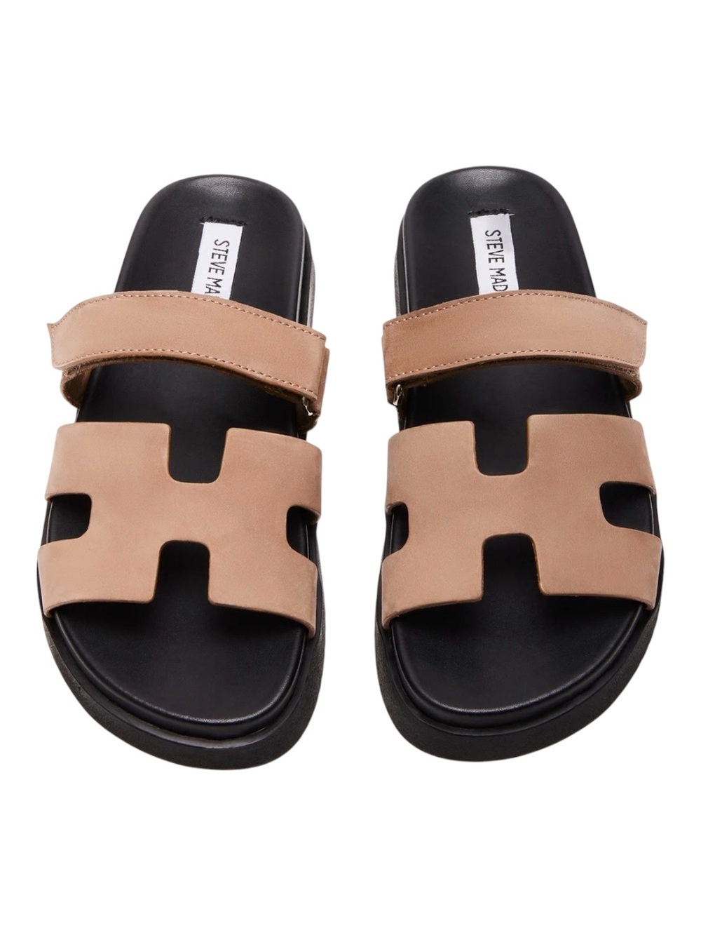 Steve Madden MAYVEN TAN NUBUCK Double Strap Slide Sandals Size 6